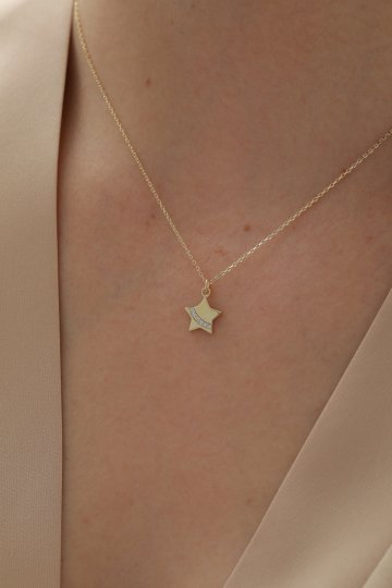 Yarı Taşlı Yıldız Kolye - 3
