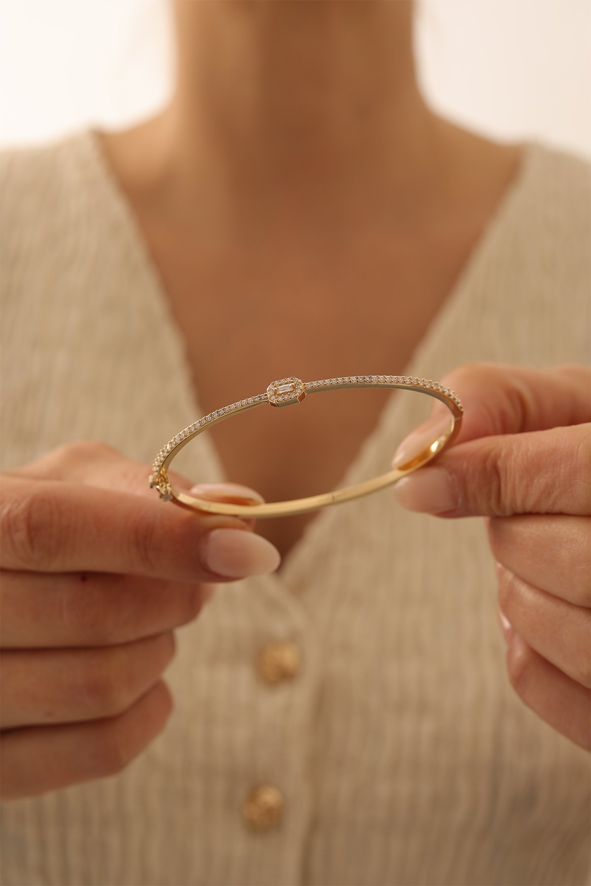 Yatay Taşlı Baget Kelepçe - Yavuz Kuyumculuk (3)