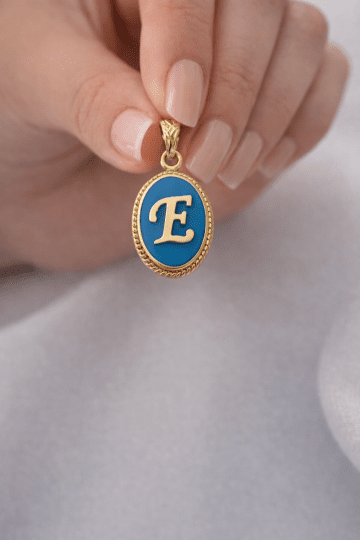 Firuze Taşlı Harf Kolye Ucu - 1