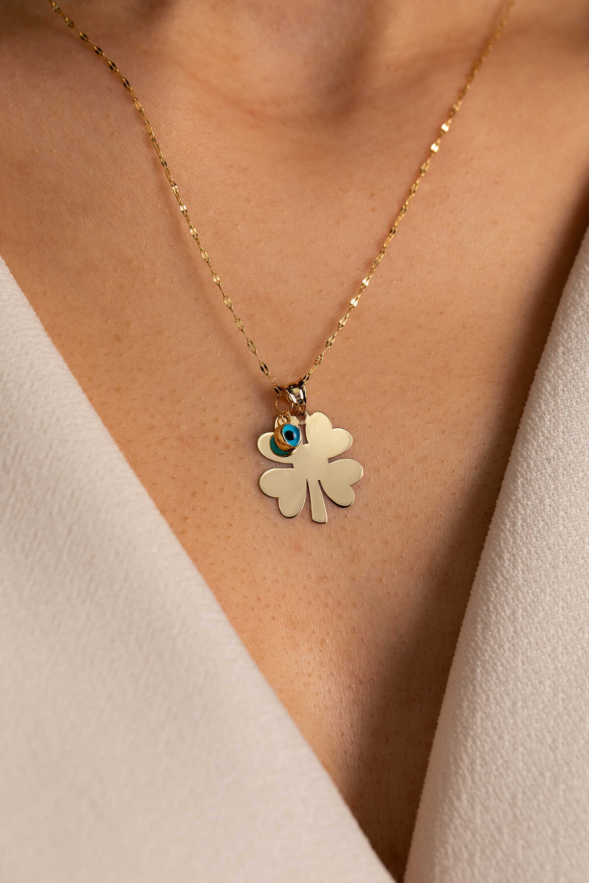 İnce İtalyan Aynalı Yonca Kolye - Yavuz Kuyumculuk (3)