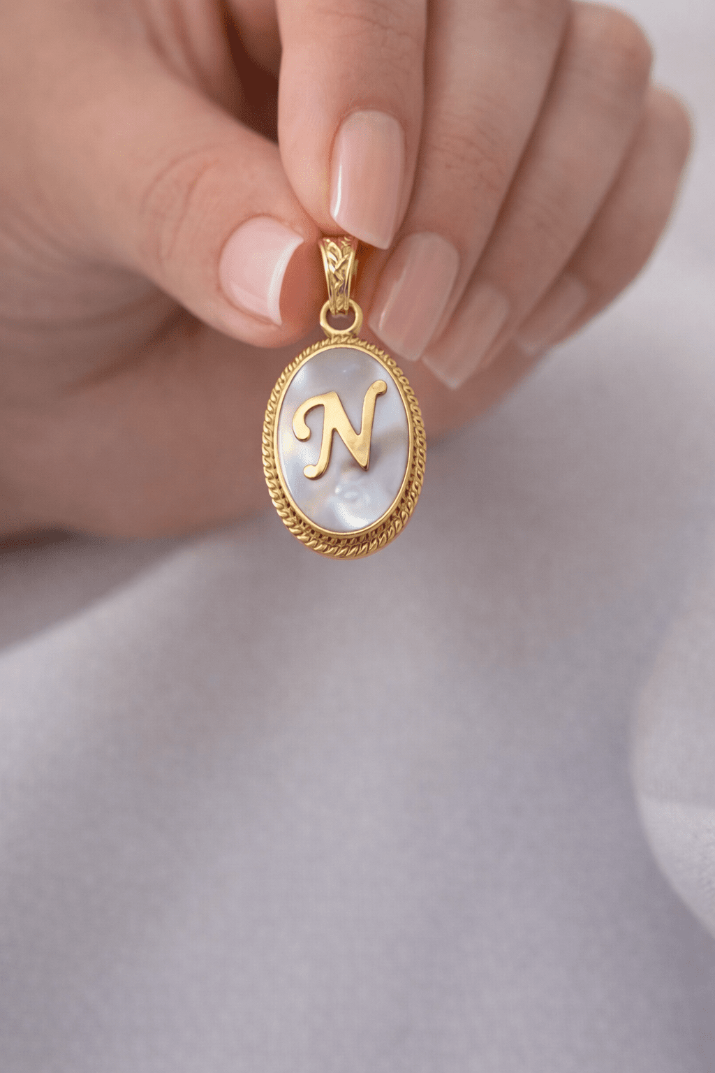 Sedef Taşlı Harf Kolye Ucu - Yavuz Kuyumculuk (1)