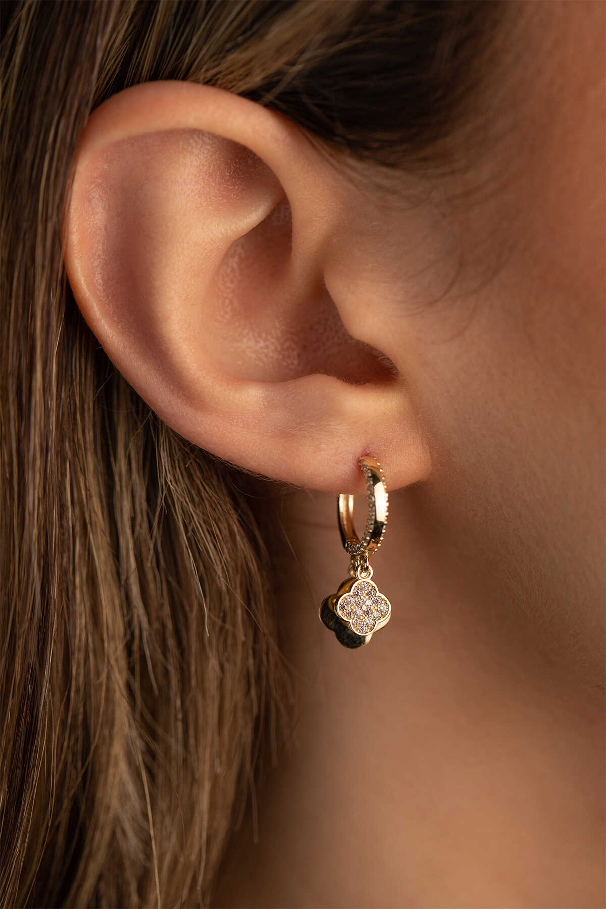 Taşlı Yonca Küpe - Yavuz Kuyumculuk (5)