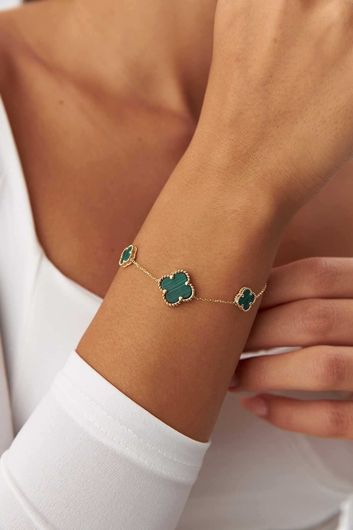 Yeşil Üçlü Yonca Bileklik - İki Boyut - Yavuz Kuyumculuk (1)