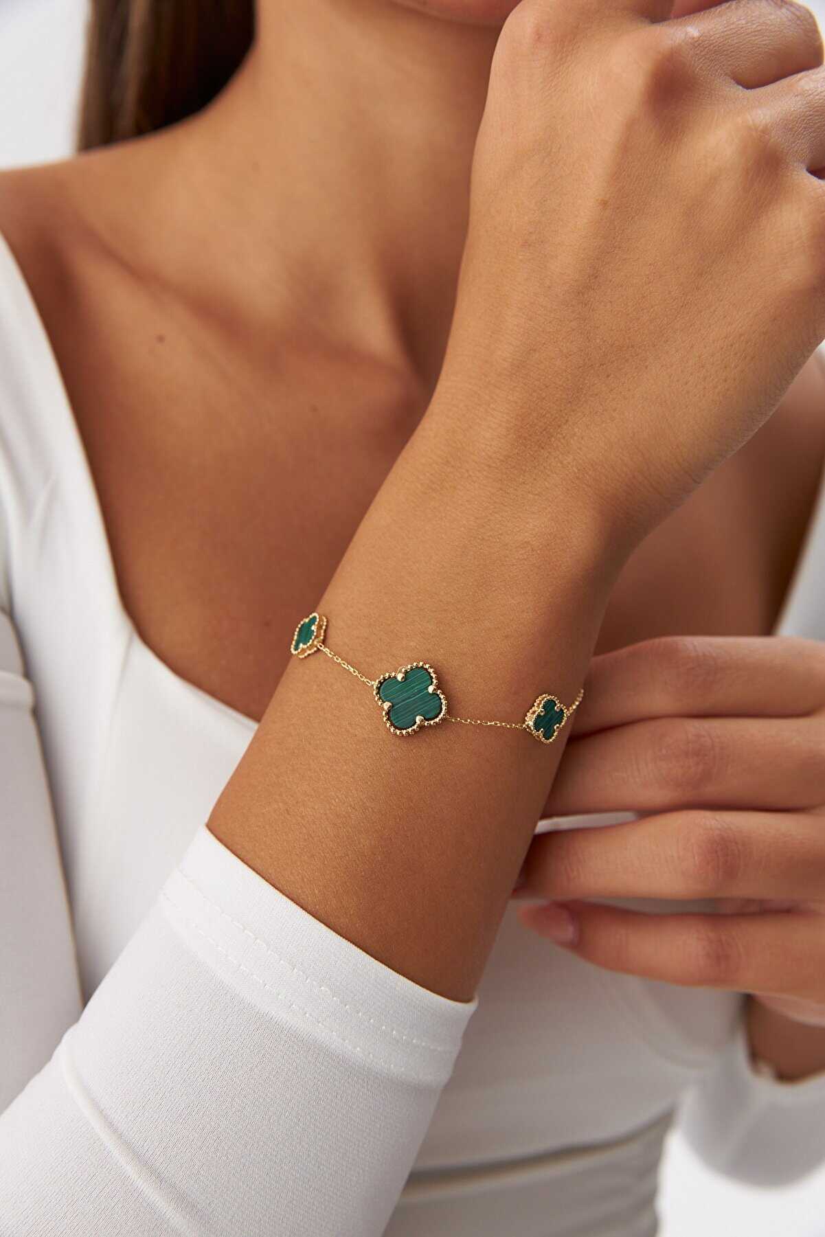 Yeşil Üçlü Yonca Bileklik - İki Boyut - Yavuz Kuyumculuk (2)