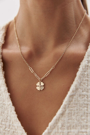 Aynalı Taşlı Yonca Kolye - 2