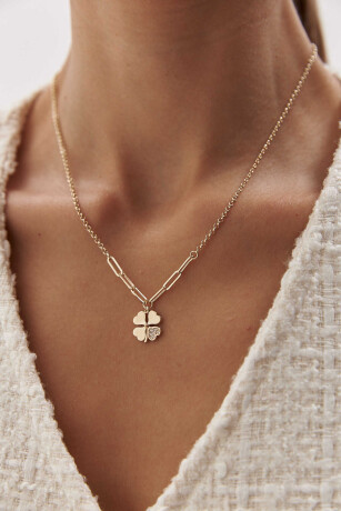 Aynalı Taşlı Yonca Kolye - 3