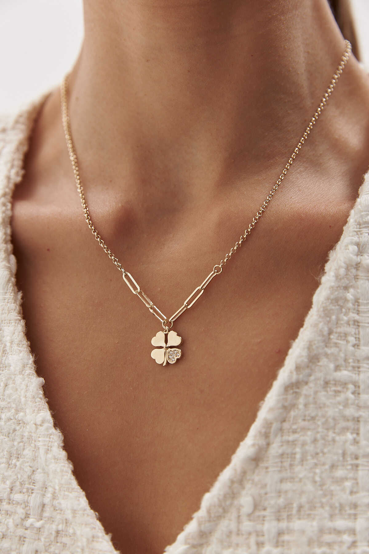 Aynalı Taşlı Yonca Kolye - Yavuz Kuyumculuk (4)