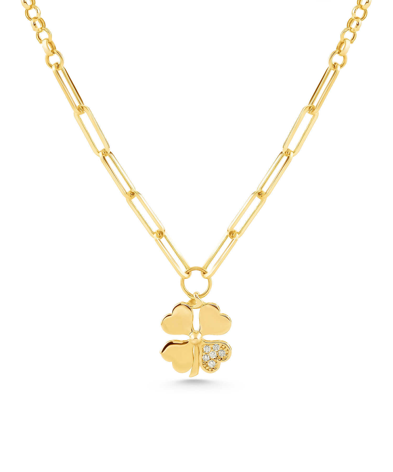 Aynalı Taşlı Yonca Kolye - Yavuz Kuyumculuk (1)