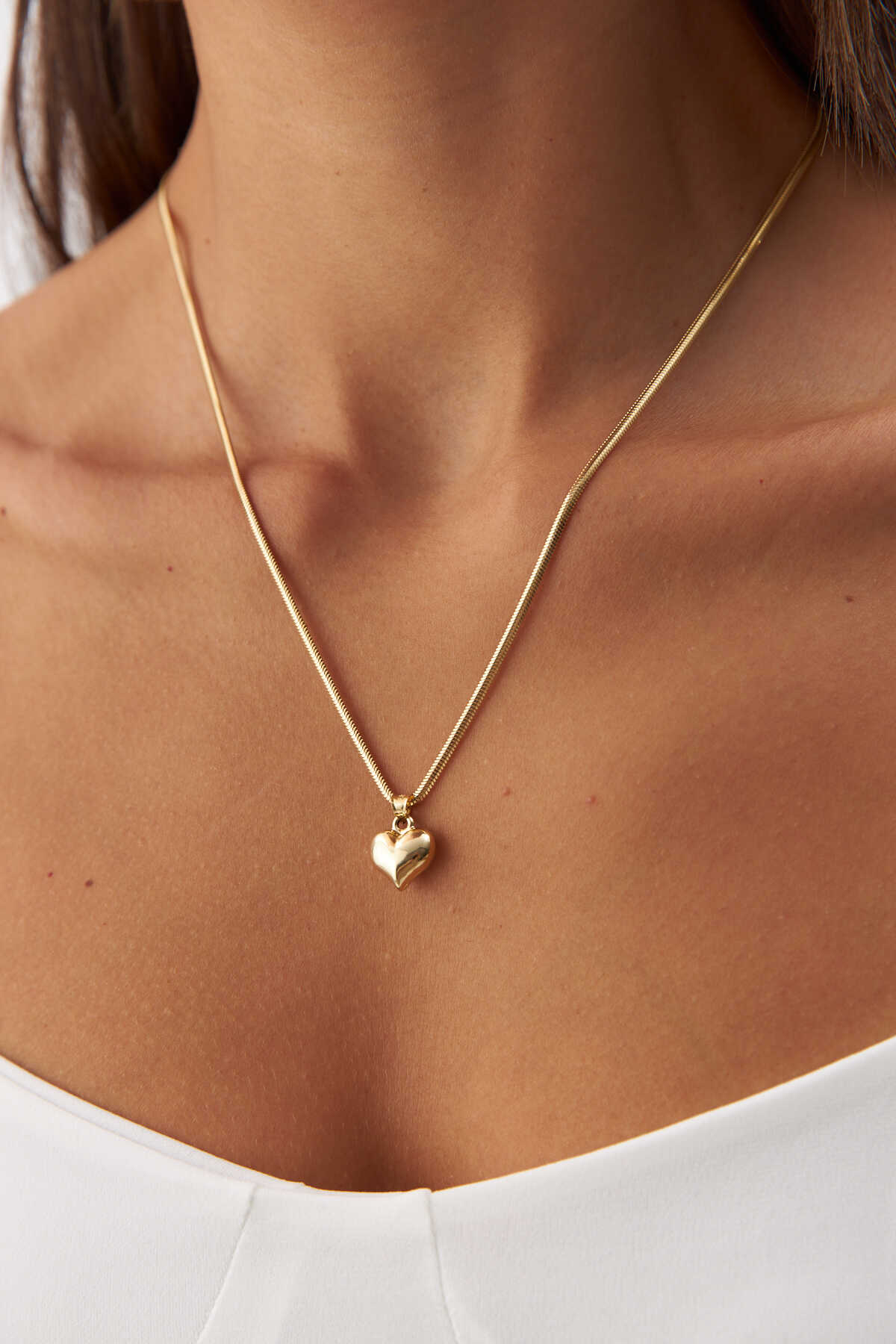 Balık Sırtı Zincir Nostaljik Kalp Kolye - Yavuz Kuyumculuk (2)