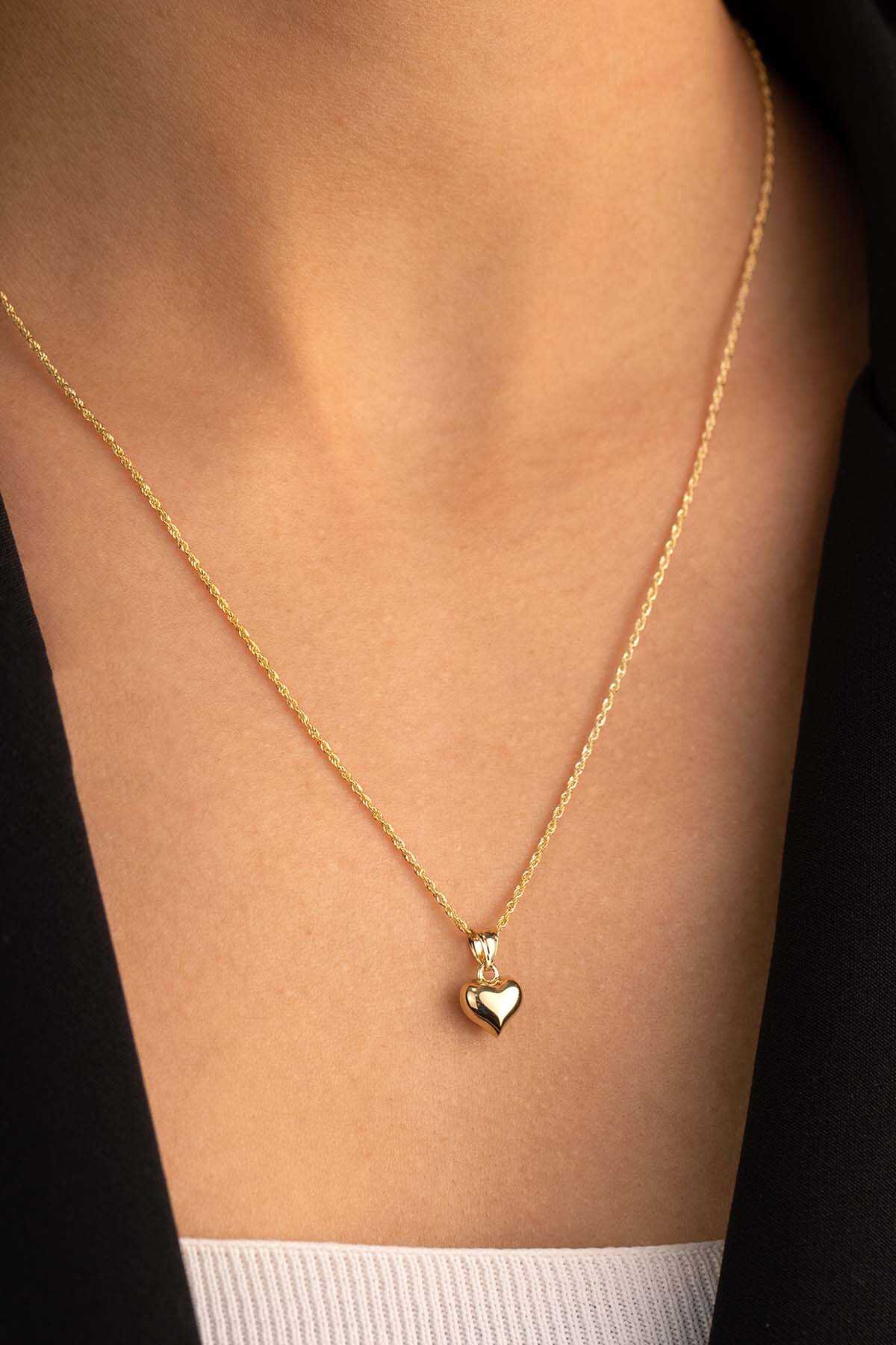 Halat Burgu Zincir Kalp Kolye İnce - Yavuz Kuyumculuk (2)