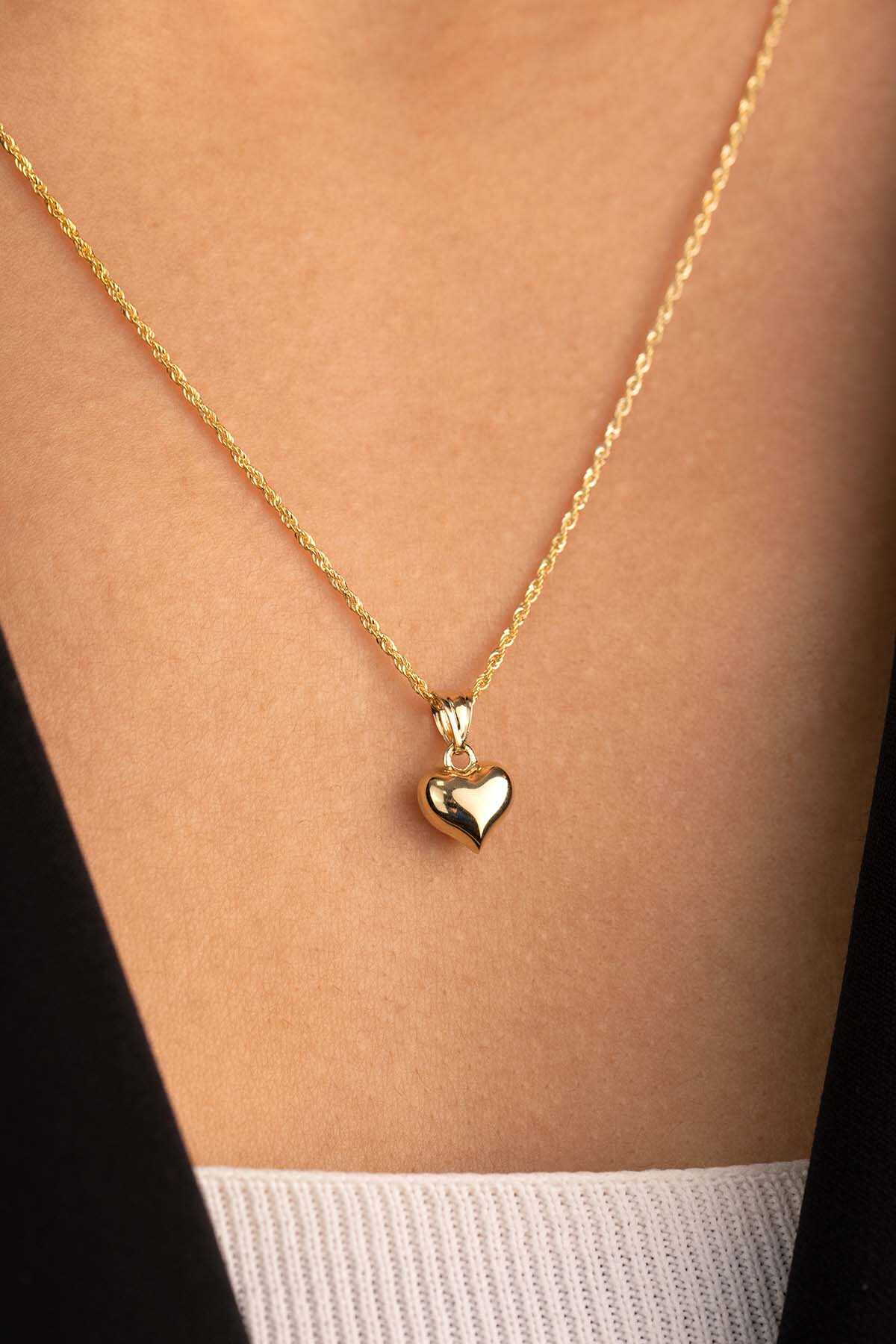 Halat Burgu Zincir Kalp Kolye İnce - Yavuz Kuyumculuk (1)