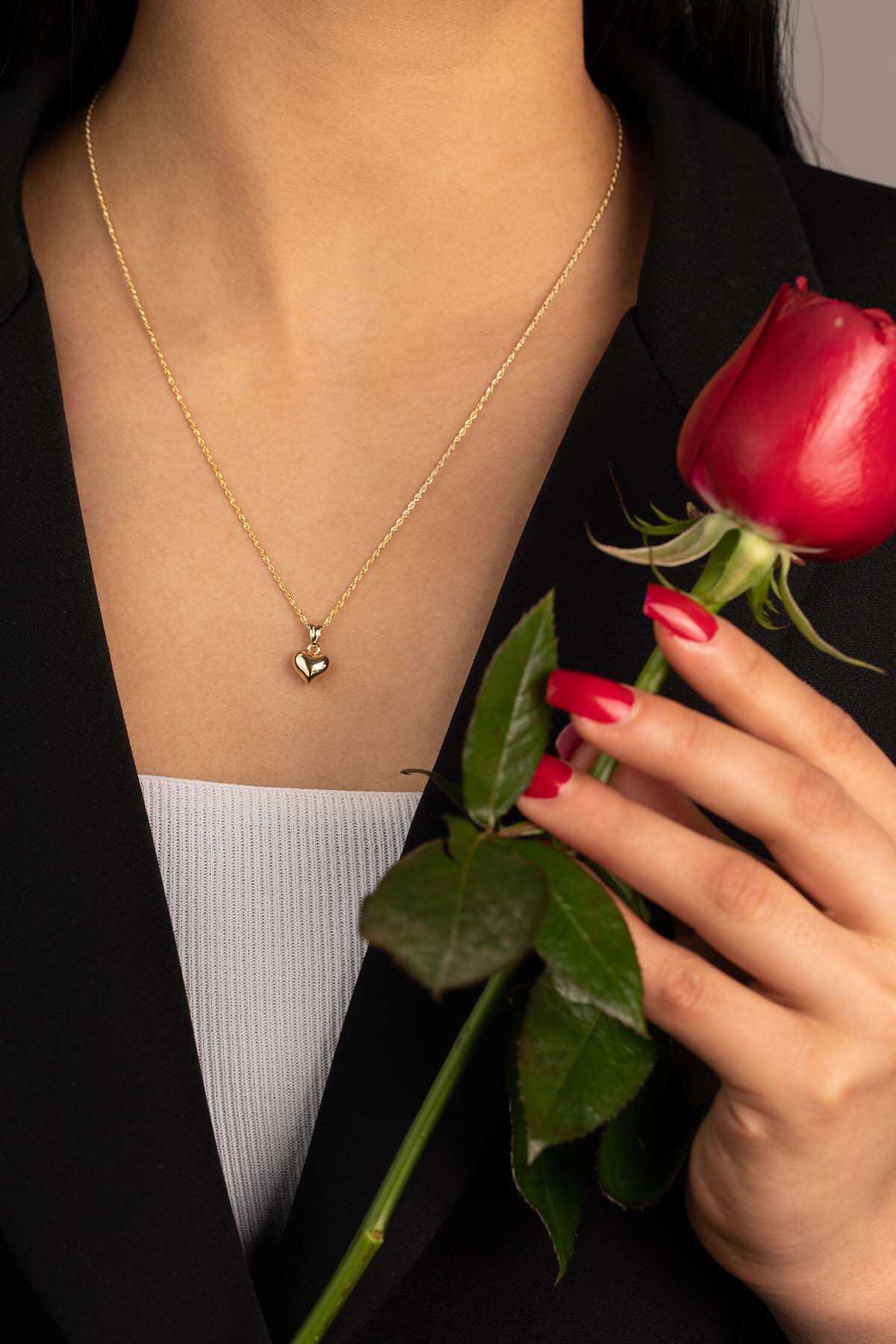 Halat Burgu Zincir Kalp Kolye İnce - Yavuz Kuyumculuk (3)