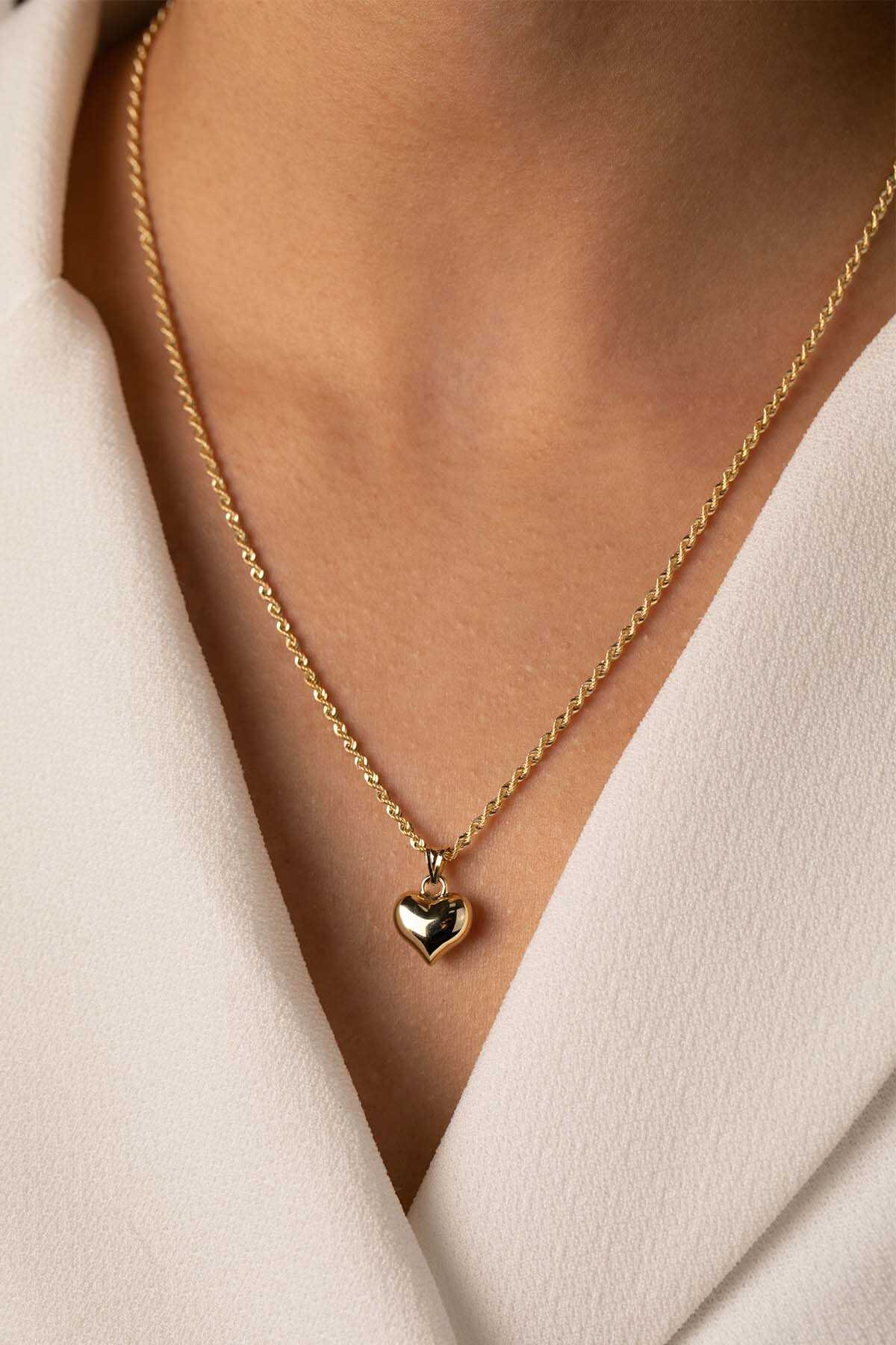 Halat Burgu Zincir Kalp Kolye - Yavuz Kuyumculuk (2)