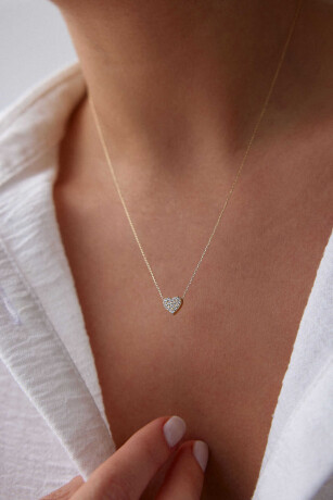 Taşlı Kalp Kolye Mini - 1