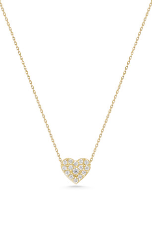 Taşlı Kalp Kolye Mini - 2