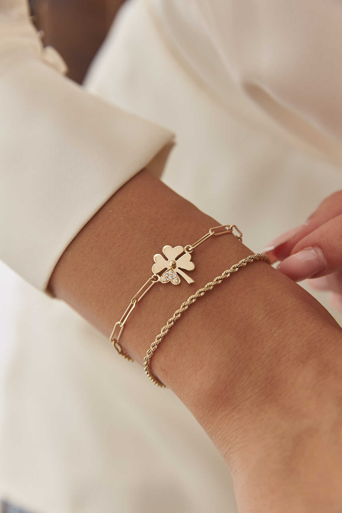 Taşlı Yonca Bileklik - Yavuz Kuyumculuk (1)