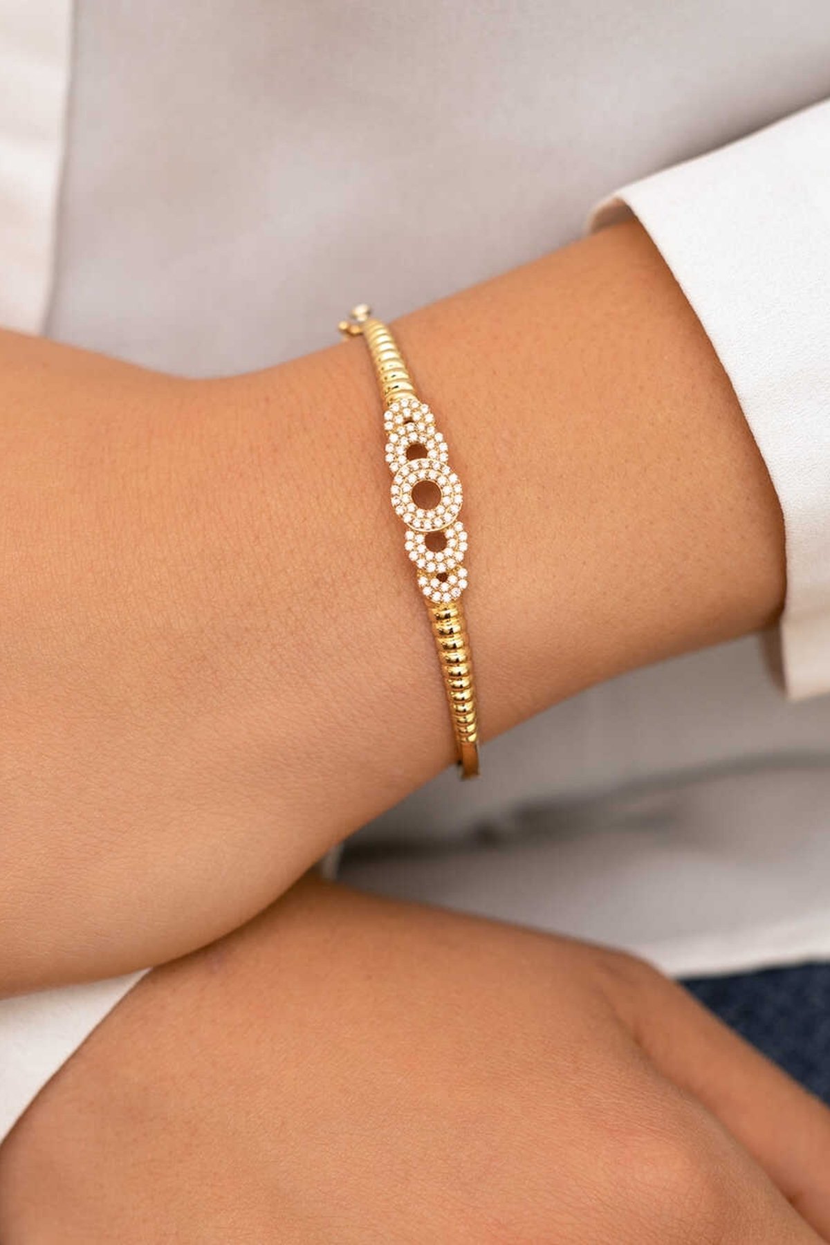 Burgu Taş Detaylı Kelepçe - Yavuz Kuyumculuk (1)