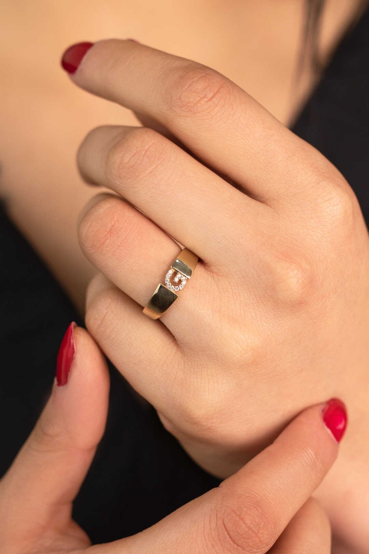 Taşlı Harf Yüzük - Yavuz Kuyumculuk (1)