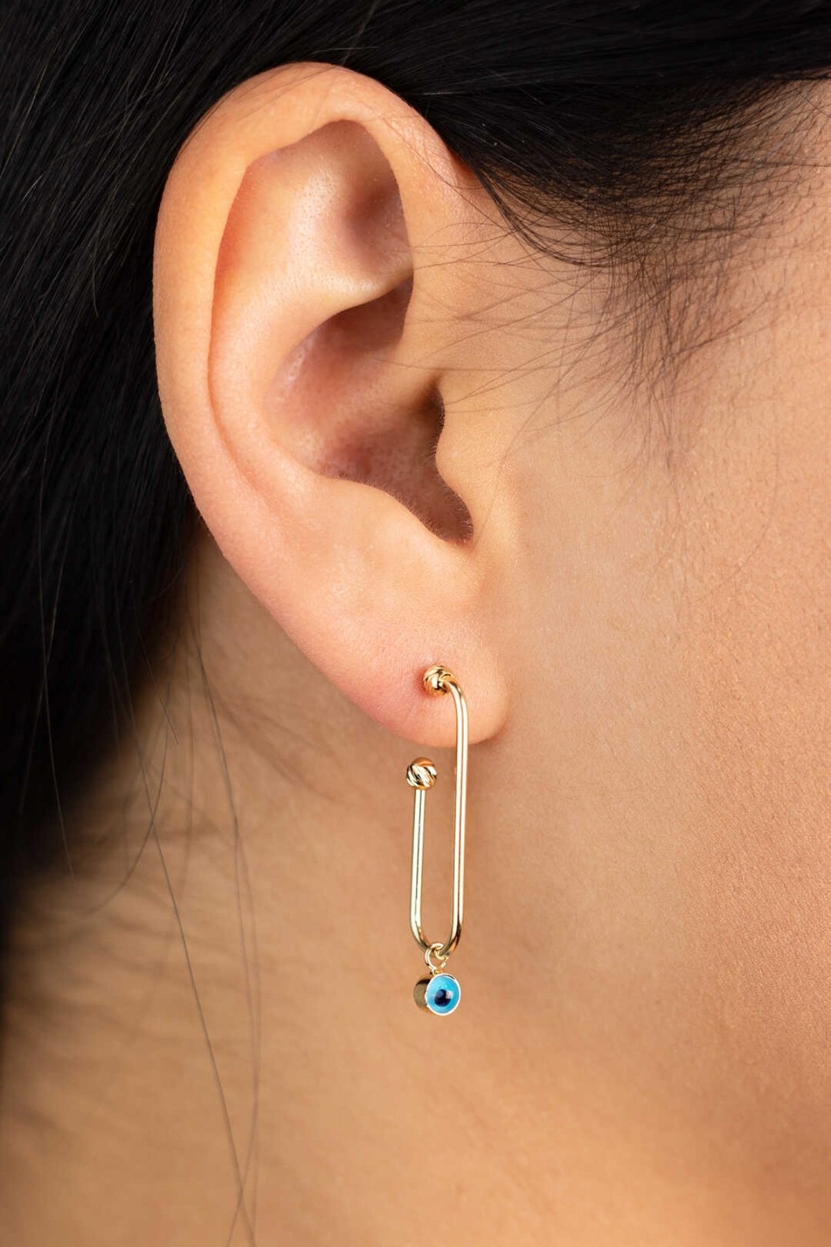 Yarı Ataş Nazar Boncuklu Küpe - Yavuz Kuyumculuk (1)