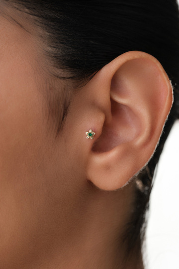 Yeşil Taşlı Çiçek Tragus - 1