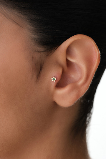 Yeşil Taşlı Çiçek Tragus - 2