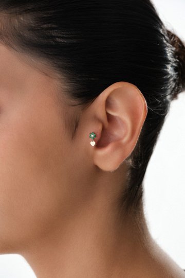 Yeşil Taşlı Sallantılı Tragus Piercing - 2