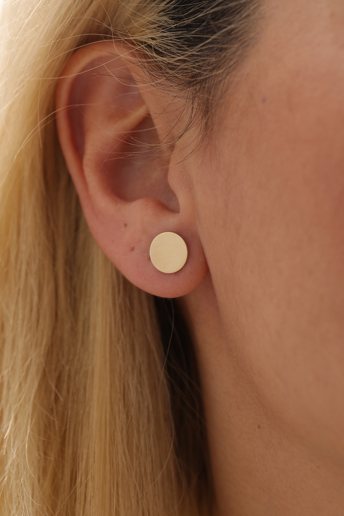 Yuvarlak Plaka Top Küpe - Yavuz Kuyumculuk (1)