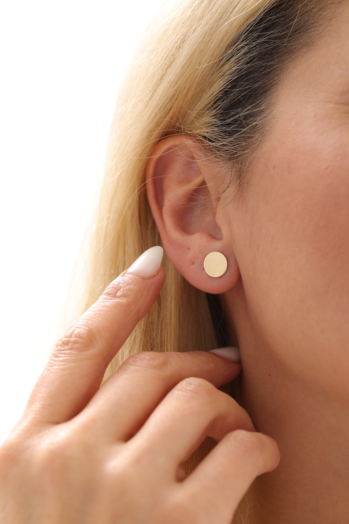 Yuvarlak Plaka Top Küpe - Yavuz Kuyumculuk (1)