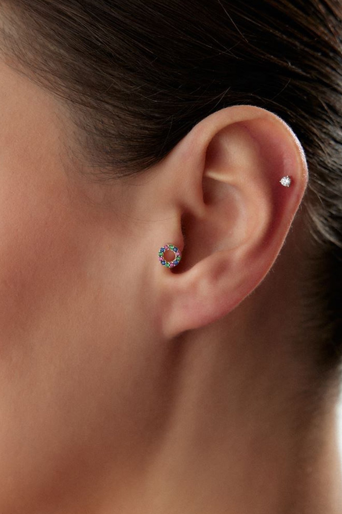 Yuvarlak Renkli Taşlı Piercing - Yavuz Kuyumculuk (3)