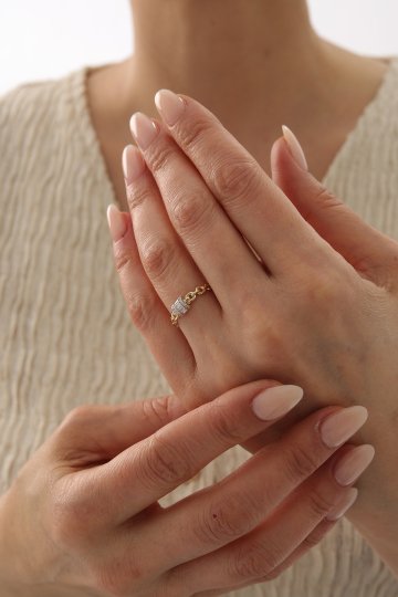 Zincir Detaylı Parçalı Baget Yüzük - 1