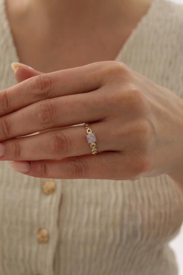 Zincir Detaylı Parçalı Baget Yüzük - 2