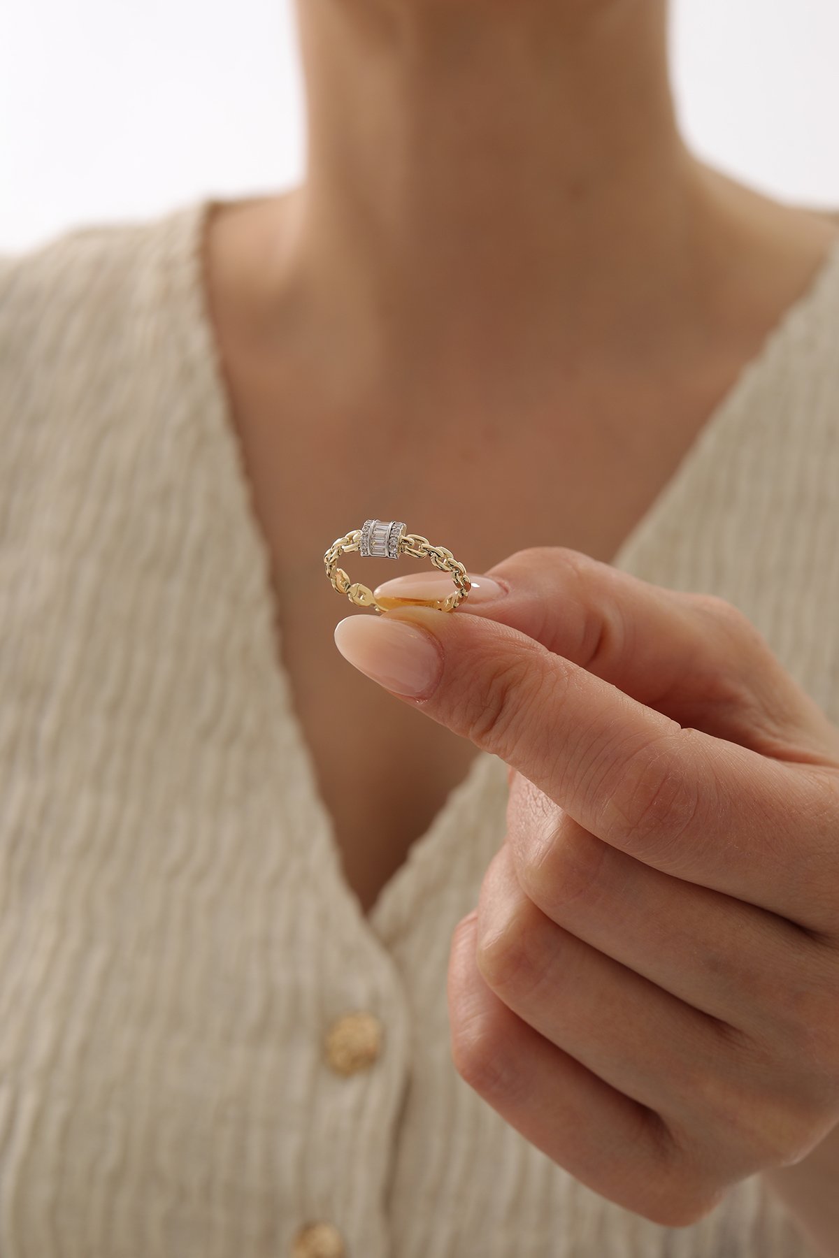 Zincir Detaylı Parçalı Baget Yüzük - Yavuz Kuyumculuk (3)