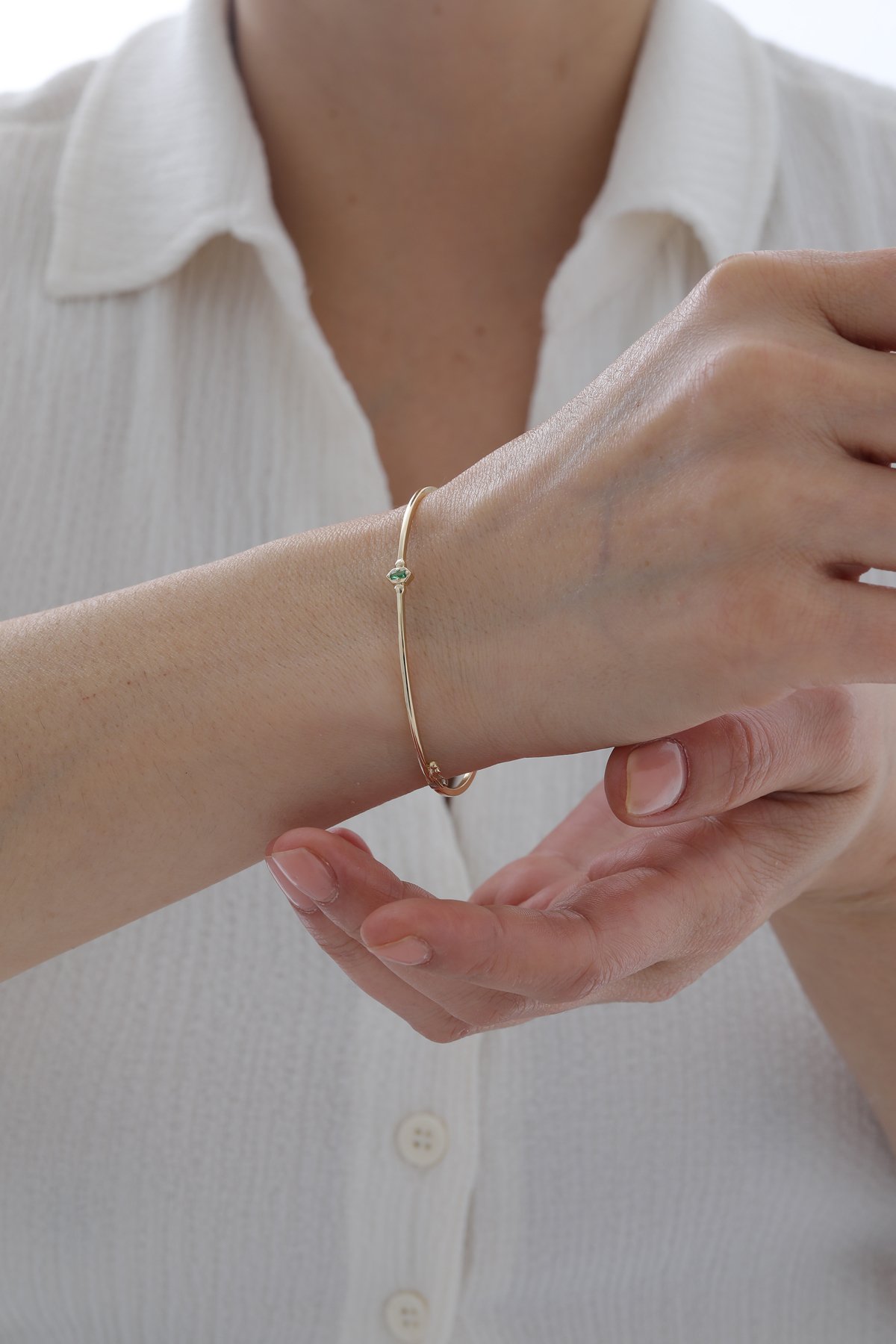 Zümrüt Taşlı Kelepçe - Yavuz Kuyumculuk (1)