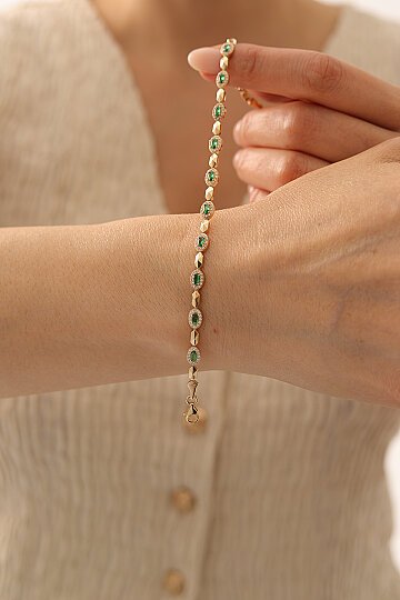 Zümrüt Taşlı Modern Bileklik - 3