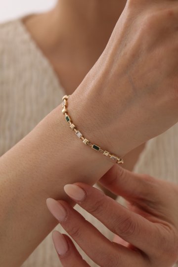 Zümrüt Taşlı Modern Bileklik - 2