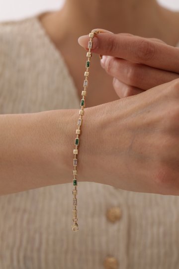 Zümrüt Taşlı Modern Bileklik - 3