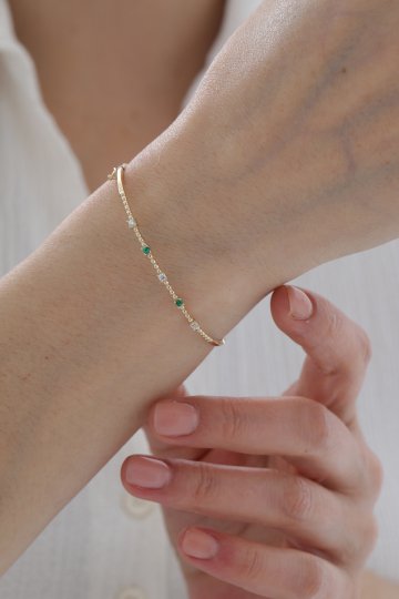 Zümrüt Taşlı Modern Kelepçe - 1