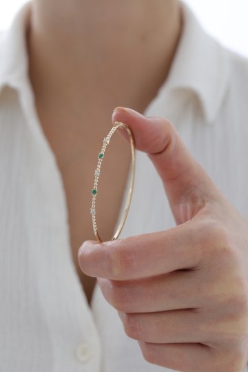 Zümrüt Taşlı Modern Kelepçe - 3