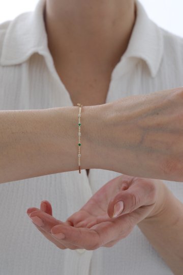 Zümrüt Taşlı Modern Kelepçe - 2