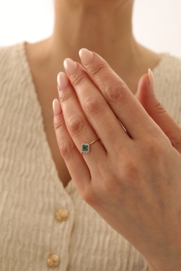Zümrüt Taşlı Nergis Yüzük - 1