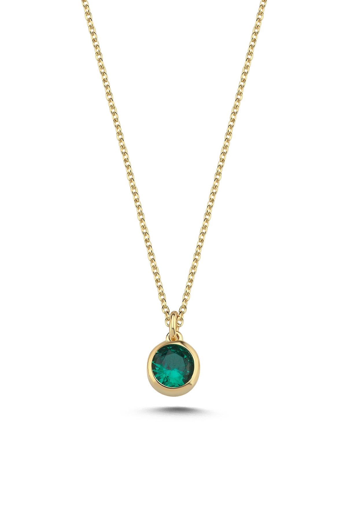 Zümrüt Taşlı Yuvarlak Kolye - Yavuz Kuyumculuk (1)