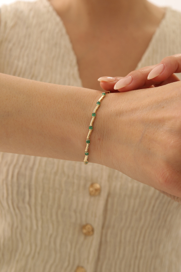 Zümrüt Zikzak Desen Bileklik - 2